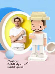 1pc Customized Brick Figure Over 300 Pieces Personalized Full Body Brick Figure For 1-2 People Custom Square Face Brick Portrait Mini Building Block Set Gift For Adults 14+ Years Old - Round Face Deluxe Edition - View 5