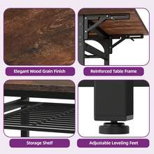 Folding Dining Table, Extendable Drop Leaf Table With Storage Rack And 4 Adjustable Legs, Seats 2-6 People, 120 X 78 X 75cm - Brown - View 5