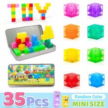 New Transparent Magnetic Building Block Set - STEM Sensory Cubes, Suitable For Children, My Magnetic Puzzle Construction, Halloween And Christmas Birthday Gift Toys (Random Color Pattern Style) Magnetic Blocks, Translucent Building Blocks Toys, Preschool STEM Magnet Sensory Montessori Toys For 3 4 5 6 Year Old Boys Girls - Multicolor - View 11