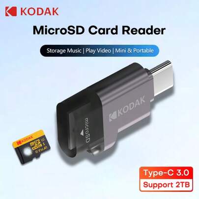 Kodak 柯达Type-C读卡器TF/Micro SD卡高速传输适配器，支持高达2TB容量