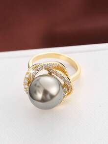 1pc Fashionable Flower Shaped Cubic Zirconia Inlaid Adjustable Ring For Women - Multicolor - View 12