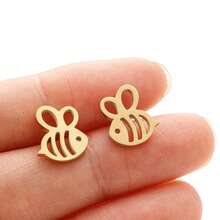 1Pair Small Bee Stud Earring Stainless Steel Mini Earrings For Women Girls Party Jewelry Gift - GED276 - View 6
