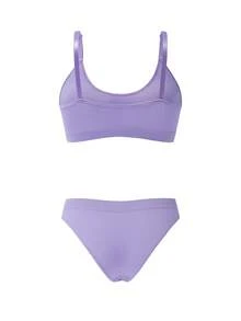 Women's Lingerie Set: Adjustable Strap Bra + Low-Waist Elastic Panty, Super Soft & Skin-Friendly, Essential For Casual Daily Wear - Purple - View 4