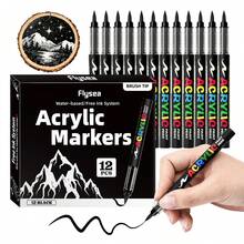 1pc 8pcs/12pcs Set All White/All Black Or 6 White 6 Black Soft Brush Tips, 0.5-5mm Adjustable Width, Water-Based Quick Drying, Suitable For Stone, Wood, Metal, Glass, Canvas Painting, Handmade Graffiti - Black and White Markers - View 14