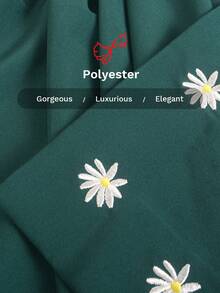 This Dignified Long-Sleeve Abaya Dress Features A Round Neckline And Floral Applique Details On The Woven Fabric. - Green - View 5