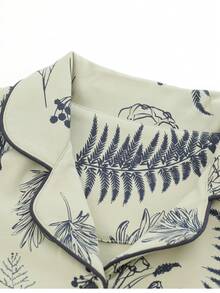 2pcs Women Cardigan Pajama Set, Long Sleeve Top And Pants, Soft Homewear For Spring And Autumn - Olive Green - View 6