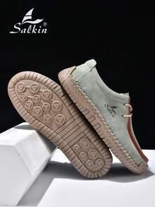 Salkin 新款时尚设计师女士休闲鞋，现代生活，触手可及的奢华。手工运动鞋、系带乐福鞋，轻便透气，柔软舒适，防滑耐磨，仿麂皮材质，适合户外、连衣裙、牛仔裤等日常穿着，中年、年轻、学生皆宜，春夏秋季皆可穿着，也是馈赠佳品。 - 薄荷綠 - 查看 4