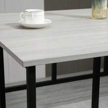 Dining Room Set, 6-Piece Set Including 2 Bar Tables And 4 Bar Stools, Industrial Style, Particle Board And Steel, Grey And Black. - Grey - View 7
