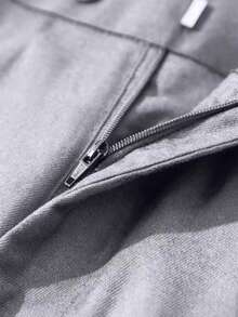 Men's 2 Piece Suit, Wedding, Business, Casual Suit Set - Grey Solid Color Slim Fit Business Suit Jacket   Classic Trousers, Grey Solid Color, Long Sleeves, Button Details, Elegant And Atmospheric Style, Non-Elastic Fabric - 灰色 - 查看 8