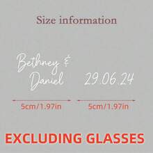 Personalized Name Stickers (Glasses Not Included), Self-Adhesive Vinyl Stickers (Glasses Not Included), Customized Text Stickers, Customized Crystal Labels, Suitable For Crystal Cups, Glass Cups, Mirrors, Windows, Wedding Signs, Wedding Supplies, Multifunctional, Decorative, Reusable, Ideal Gift For Her, Anniversary, Valentine's Day, Mother's Day, Birthday ,Forever Love - Multicolor - View 2