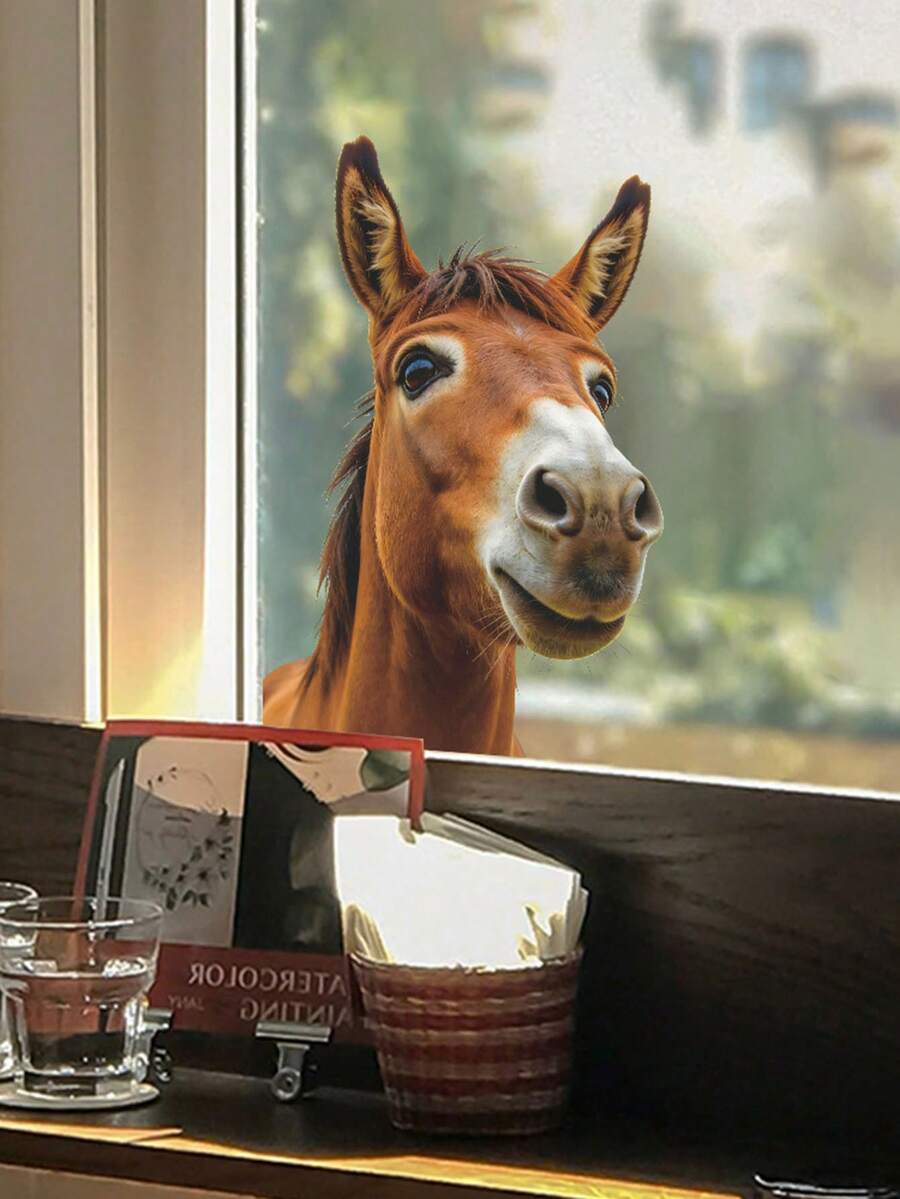 Realistic Horse Window Clings Farm Animals Window Decals Anti Collision Double-Side Static Stickers For Home Glass Door Decoration - YT852 - View 1