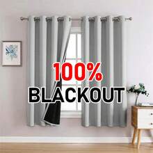 2 Panels 100% Blackout Curtains With Back Coating & Grommets - Sun Blocking Privacy Drapes For Living Room Bedroom Indoor Home Decor - 灰色 - 查看 8
