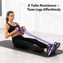 8 Tube Pedal Resistance Device 2026 Foot Pedal Puller Exercise Band & Figure 8 Band, Adjustable For Abdomen Arm Waist Leg Training - Blue - View 4