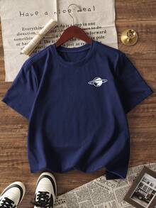 Camiseta de manga corta con cuello redondo y estampado para niño, casual de verano para estudiante - Universo espacial maravilloso, la serie definitiva de camisetas de manga corta para cada joven líder. Camiseta gráfica para niños y niños pequeños - Azul Marino - Ver 4