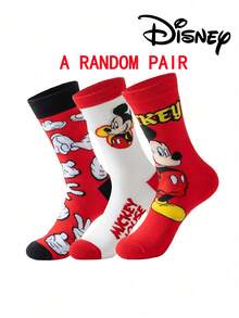 Disney 3双装正品男士袜子，绣有可爱的米奇一家卡通人物图案，中筒袜，趣味十足，适合各种场合，高品质礼品袜 - 彩色 - 查看 12