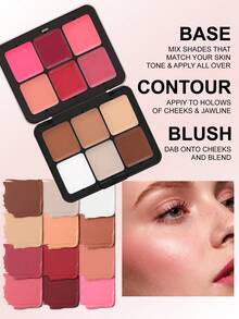 HANDAIYAN 12-Color Metal Blush Palette, Multi-Functional Long-Lasting Natural Makeup Effect, High Pigmentation Concealer Contour Palette, Essential For Christmas And Winter, Suitable For Daily Makeup, Date Night, Singles Party, Travel And Holiday Makeup, Face Painting, Cosmetics For Women, Suitable For Winter/Spring, Ideal For Y2K Fancy Fashion, Suitable As Birthday/Valentine's Day/Mother's Day Gift, Essential For Carnival Party, Best Color Selection - Rose Ritual - 查看 5