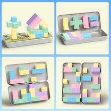 30块磁性积木 - 女孩玩具，带铁盒的磁性积木，适合男孩女孩的STEM感官户外自闭症玩具，3岁以上儿童必备磁性立方体教室玩具 - 彩色 - 查看 2