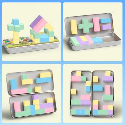 30 Khối Nam Châm - Đồ Chơi Bé Gái, Khối Xây Dựng Nam Châm Kèm Hộp Sắt, Đồ Chơi STEM Giác Quan Ngoài Trời Hỗ Trợ Trẻ Tự Kỷ Cho Bé Trai & Bé Gái, Khối Nam Châm Cần Thiết Cho Lớp Học Cho Trẻ Từ 3 Tuổi Trở Lên