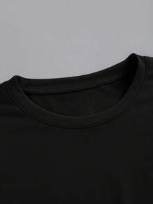 200g Pure Cotton Men's T-Shirt, New Fashion Short Sleeve Vacation Print Round Neck T-Shirt - màu đen - Xem 3