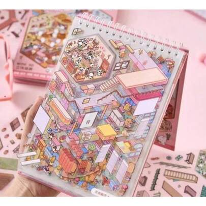 Caderno com Adesivos 3D - Inclui 20 Cenários para Montar, Criar e Decorar