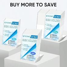 TICONN 5.5x 8.5 Acrylic Sign Holder, L Shape Clear Sign Stand For Displaying, Plastic Paper Holder For Office, Store, Restaurant (Vertical 12 Pack) - J - View 7