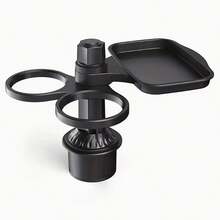 360度旋转车载杯架带托盘 - 双杯架和可折叠桌面，适用于旅行、露营和家庭出游，可放置饮料、咖啡、汉堡等。 - A - 查看 5