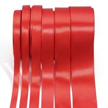 Ruy băng satin màu đỏ tươi, dài 25 thước/cuộn, chất liệu vải bóng mượt, thích hợp để tự làm thiệp mời cưới, bó hoa cưới, gói quà, trang trí tiệc, đồ thủ công may vá, phụ kiện bó hoa cưới, trang trí đám cưới. - Đỏ - Xem 4