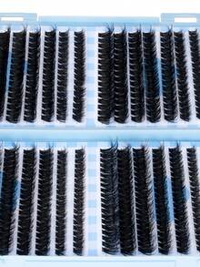 504pcs Segmented False Eyelashes DIY Set, Cluster Fake Lashes, Soft Individual Lashes, Includes Individual Lashes, Glue, Sealant, Tweezers, Creates Natural Soft Lash Effect, Large Capacity Lash Book, Suitable For Beginners - Black - View 6