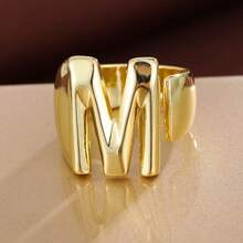 1pc Minimalist Plain Letter Design Adjustable Open Ring For Women - Multicolor - View 23