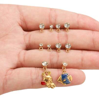 20 Stück 304 Edelstahl 18K vergoldete runde Strass Ohrstecker Komponenten zum Selbermachen von Schmuck, Accessoires für Schmuckherstellung, Edelstahl Ohrringe, geeignet für den täglichen Gebrauch von Frauen