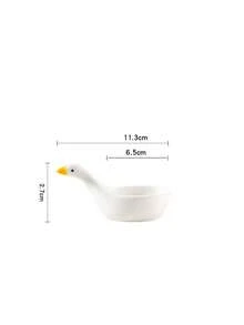 2pcs Swan Shaped Ceramic Sauce Dishes, Embossed Soy Sauce Vinegar Dipping Plates, Small Condiment Dishes For Home Use - White - View 7
