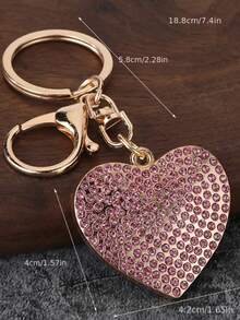 1 PC Fashion Rhinestone Heart-Shaped Girl'S Bag Chain Keychain | Elegant Charm With Iron Chain And Zinc Alloy Pendant, Ideal For Bag Additions, Car Keys, And Festive Gifts - Multicolor - View 6