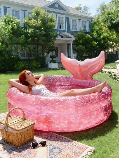 Inflatable Pool, Retro Inflatable Pool, Round Inflatable Swimming Pool, Mermaid Inflatable Pool, Backyard Round Swimming Pool, Mermaid Inflatable Pool, Summer Indoor & Outdoor Beach Bubble Bottom Floating Toys, Garden Round Swimming Pool, Cute Raft-Style Paddling Pool, Indoor & Outdoor Fun Water Swimming Beach Floating Fishing Pool Ball Pit, Summer, Summer Water Activities