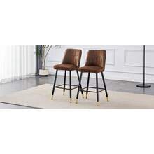 Barstools - Brown+Black + Fabric+Metal + Set Of 2 - View 10