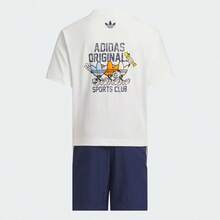 Adidas Kids RETRO SPORTS SET, Classic Print Loose Fit Short Sleeve Outfit - White - View 2