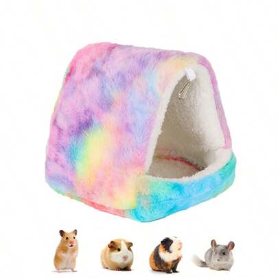 ITANDME 豚鼠藏身处 温暖鸟巢 蓬松鹦鹉笼床 悬挂式小型动物吊床 毛绒小窝 鹦鹉隐蔽小屋 刺猬藏身处 小型宠物藏身处 适合小型动物