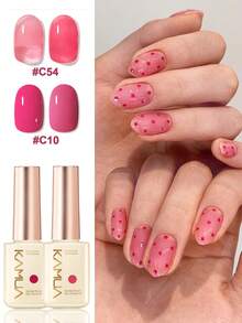 KAMUA 2瓶玫瑰粉色凝胶指甲油套装，12毫升半透明指甲油，春夏透明凝胶指甲油，可卸除，UV灯固化，适合美甲DIY - 彩色 - 查看 8