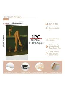 1幅现代浴室墙面艺术可打印作品，鼠尾草绿浴缸配马提尼酒杯数字艺术画，脏马提尼艺术，送给朋友的理想礼物，卧室艺术印刷品，客厅装饰，办公室装饰，厨房装饰，浴室装饰，墙面艺术，墙面装饰，家居装饰，房间装饰，帆布墙面艺术，海报，带框墙面艺术，可选画框 - A - 查看 6