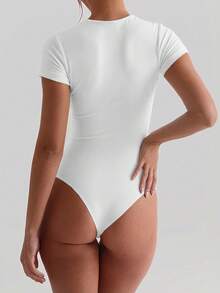 Bộ đồ liền thân màu trắng ôm sát gợi cảm phong cách Y2K của Muse Moon dành cho nữ, cổ thấp, tay ngắn, thích hợp cho mùa xuân/hè, phù hợp cho ngày Valentine. - trắng - Xem 10