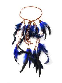 1pc Bohemian Style Long Feather Hair Chain, Women's Beach, Party, Music Festival Wear Hair Accessory Jewelry Feather Headband - 127 - View 2