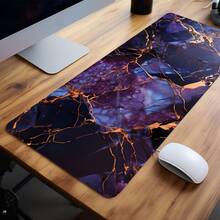 Extra Large Gaming Mouse Pad With Non-Slip Rubber Base - Luxurious Purple And Gold Marble Design, Durable Polyester Desk Mat, Suitable For PC, Office - Ideal Gift For Gamers And Professionals, Gaming Desktop Accessories| Elegant Work Space Decoration| Polyester Fiber Mat, Mouse Pad, Suitable For Desktop - A - View 4