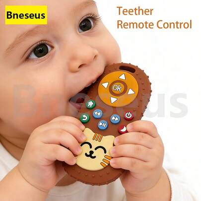 Bneseus 1 pieza Nuevo juguete de dentición para bebé 2026, juguete de dentición de silicona con diseño de gato de dibujos animados, adecuado para niños y niñas de 6 a 24 meses, regalo ideal para el Ramadán y el Eid al-Fitr