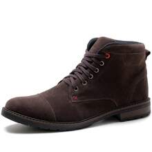 Men's Ankle Boot In Suede With Laces, Rubber Sole, Casual And Modern - 咖啡 - 查看 5