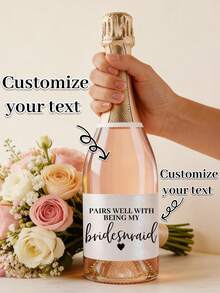 10pcs Customized Bridesmaid Mini Champagne Labels | Pairs Well With Being A Bridesmaid Proposal Bottle Labels | Bridesmaid Gift Bottle Stickers Labels - Multicolor - View 1