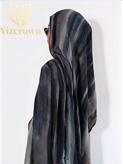1pc Modest Hijab Asymmetrical Tie-Dye Tie Dye Muslim Headscarf, Soft And Breathable Modal Hijab Shawl