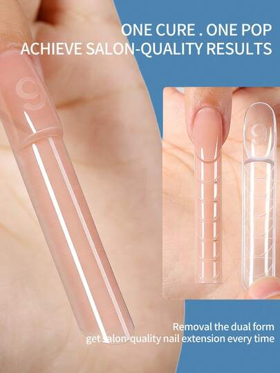 75 piezas/caja Juego de moldes franceses espaciales para uñas con 15 tamaños, moldes de uñas francesas espaciales reutilizables y huecos, herramientas de extensión de uñas