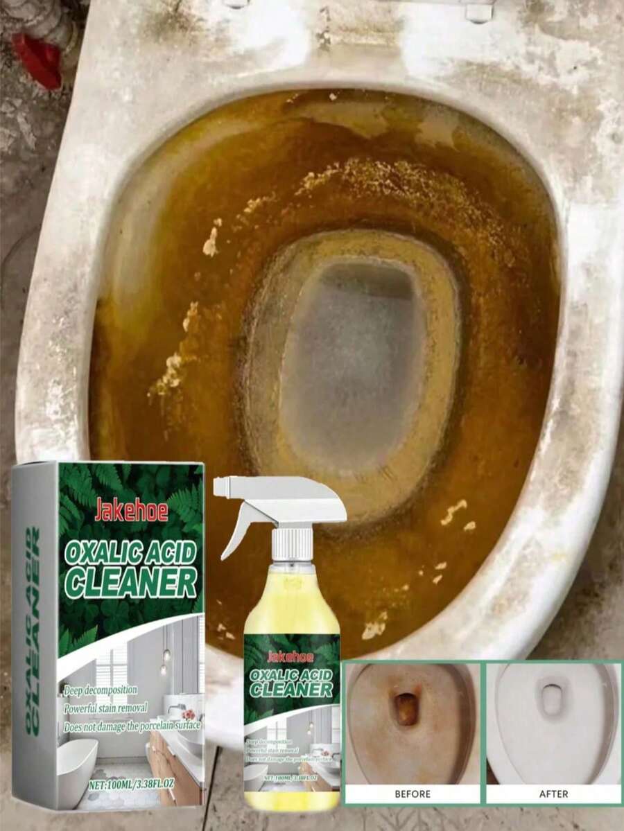 JAYSUING Heavy Duty Toilet Cleaner & Descaler Set: Oxalic Acid Stain Remover Liquid, Floral Deodorizing Spray, And Deep Cleaning Foam Powder | Professional Strength Urine Stain And Yellow Residue Remover | Suitable For Bathroom Tiles, Grout, And Ceramic Hard Water Scale And Limescale Remover - 液體 - 查看 1