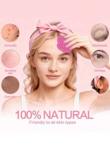 10/5/2PCS 压缩木浆棉垫美容清洁纤维素洗脸海绵梅花形木浆棉面巾方便携带。 - 粉色 - 查看 3