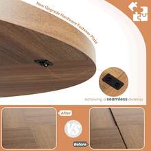 Mesa de comedor redonda ancha de 47in para 4-6, mesa de comedor de cocina con base de pedestal resistente, pequeños espacios muebles de comedor para sala de estar, cocina, apartamento - Marrón - Ver 7