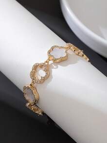 1条优雅闪耀奢华镂空白色四叶草吊坠手链（女士款，不含礼盒） - 白色 - 查看 4